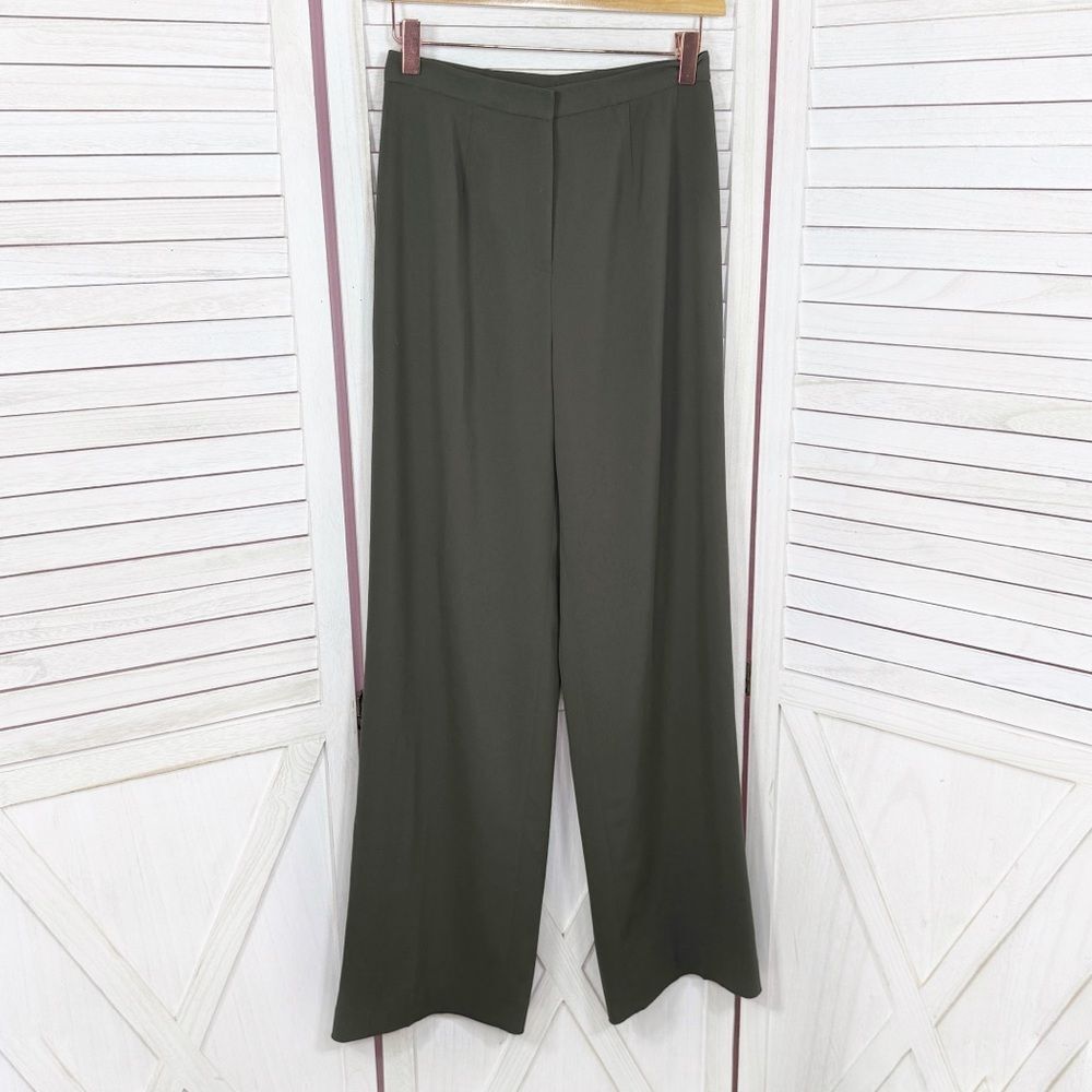 Vintage 90s Casual Corner High Rise Wide Leg Dress Pants Olive‎ Green 2